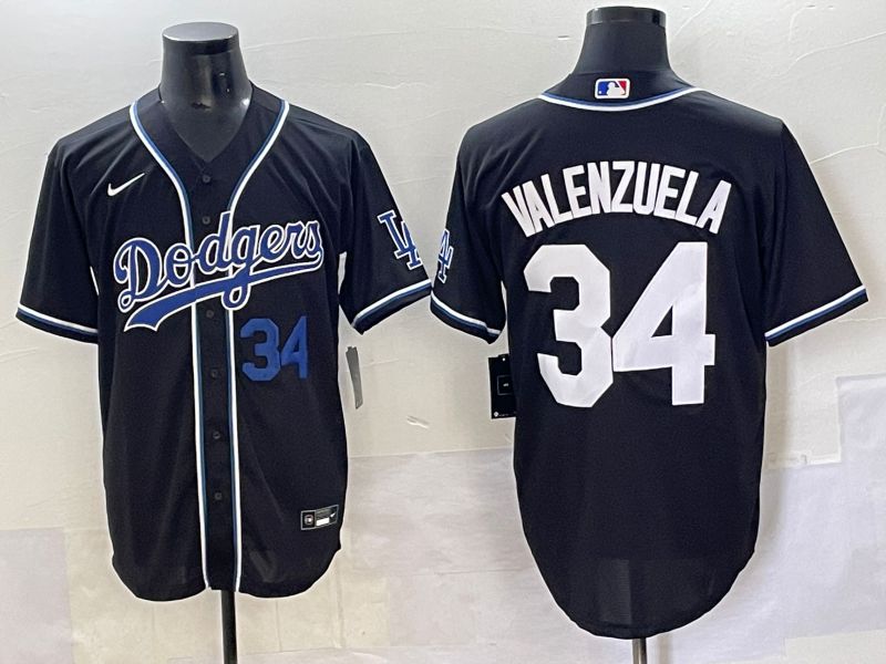Men 2025 Los Angeles Dodgers 34 Valenzuela Black Three generations Fashion Nike MLB Jersey style 7045